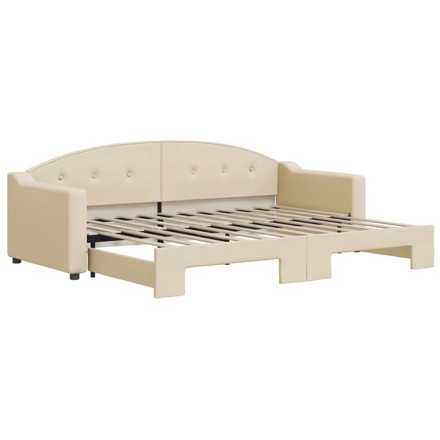 Slaapbank Stof Kleurig 80 x 200 cm Crème met onderschuifbed