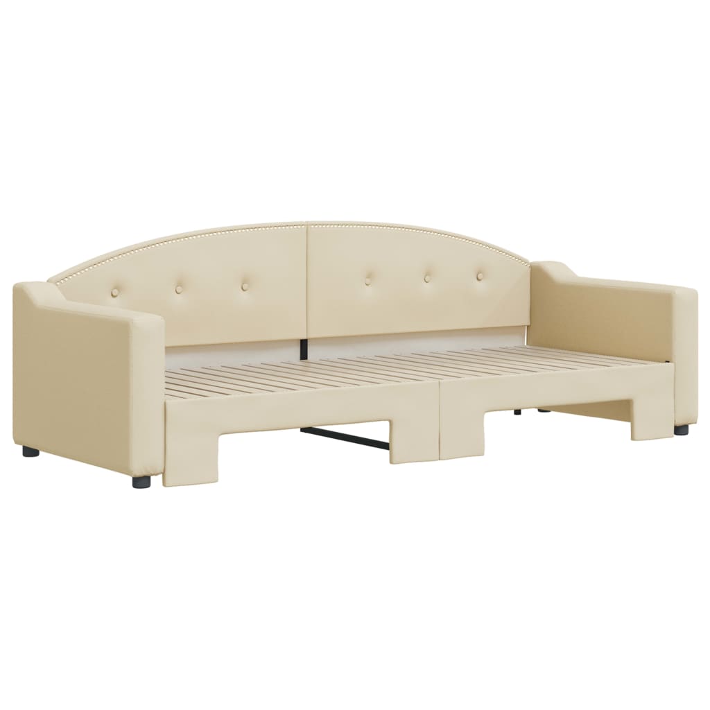 Slaapbank Stof Kleurig 80 x 200 cm Crème met onderschuifbed
