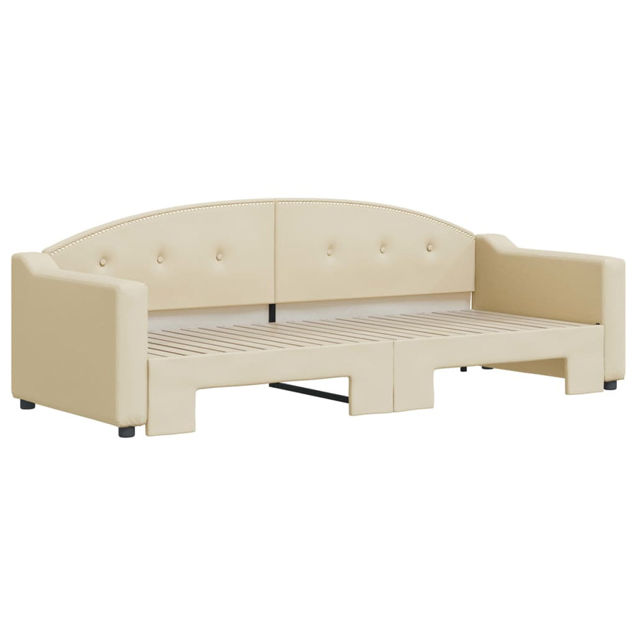 Slaapbank Stof Kleurig 80 x 200 cm Crème met onderschuifbed