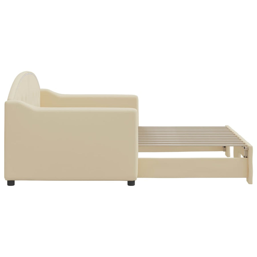 Slaapbank Stof Kleurig 80 x 200 cm Crème met onderschuifbed