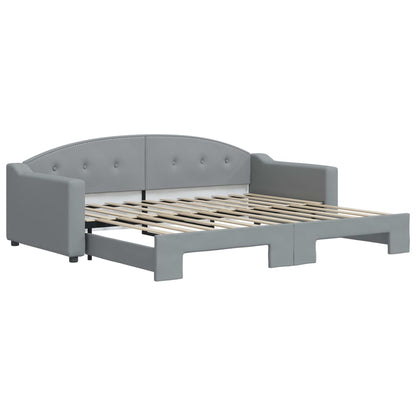 Slaapbank Stof 90 x 200 cm Lichtgrijs met onderschuifbed