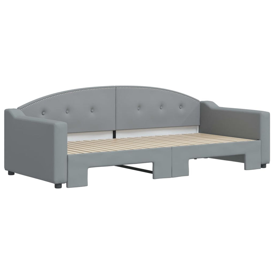 Slaapbank Stof 90 x 200 cm Lichtgrijs met onderschuifbed