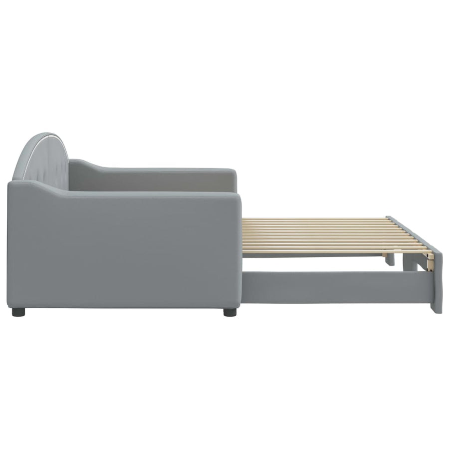 Slaapbank Stof 90 x 200 cm Lichtgrijs met onderschuifbed