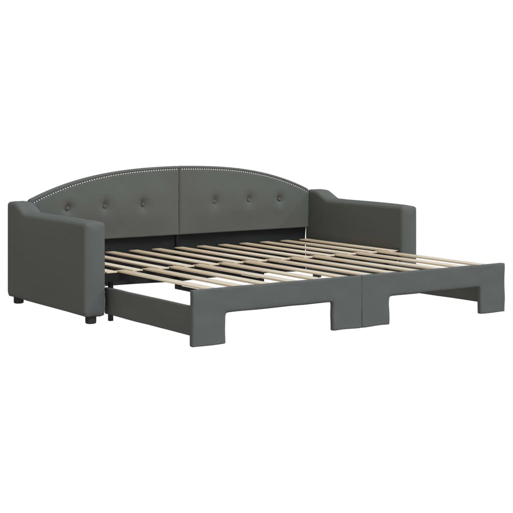 Slaapbank Stof 90 x 200 cm Donkergrijs met onderschuifbed