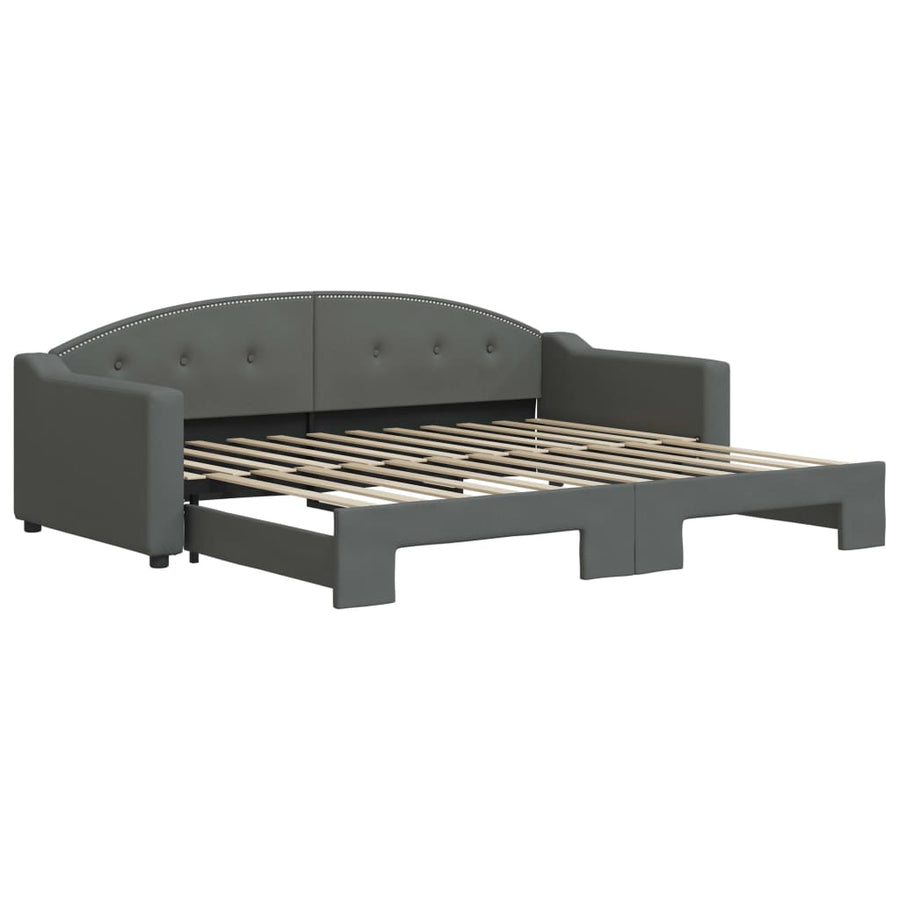 Slaapbank Stof 90 x 200 cm Donkergrijs met onderschuifbed