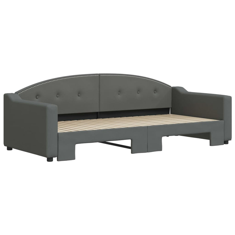 Slaapbank Stof 90 x 200 cm Donkergrijs met onderschuifbed