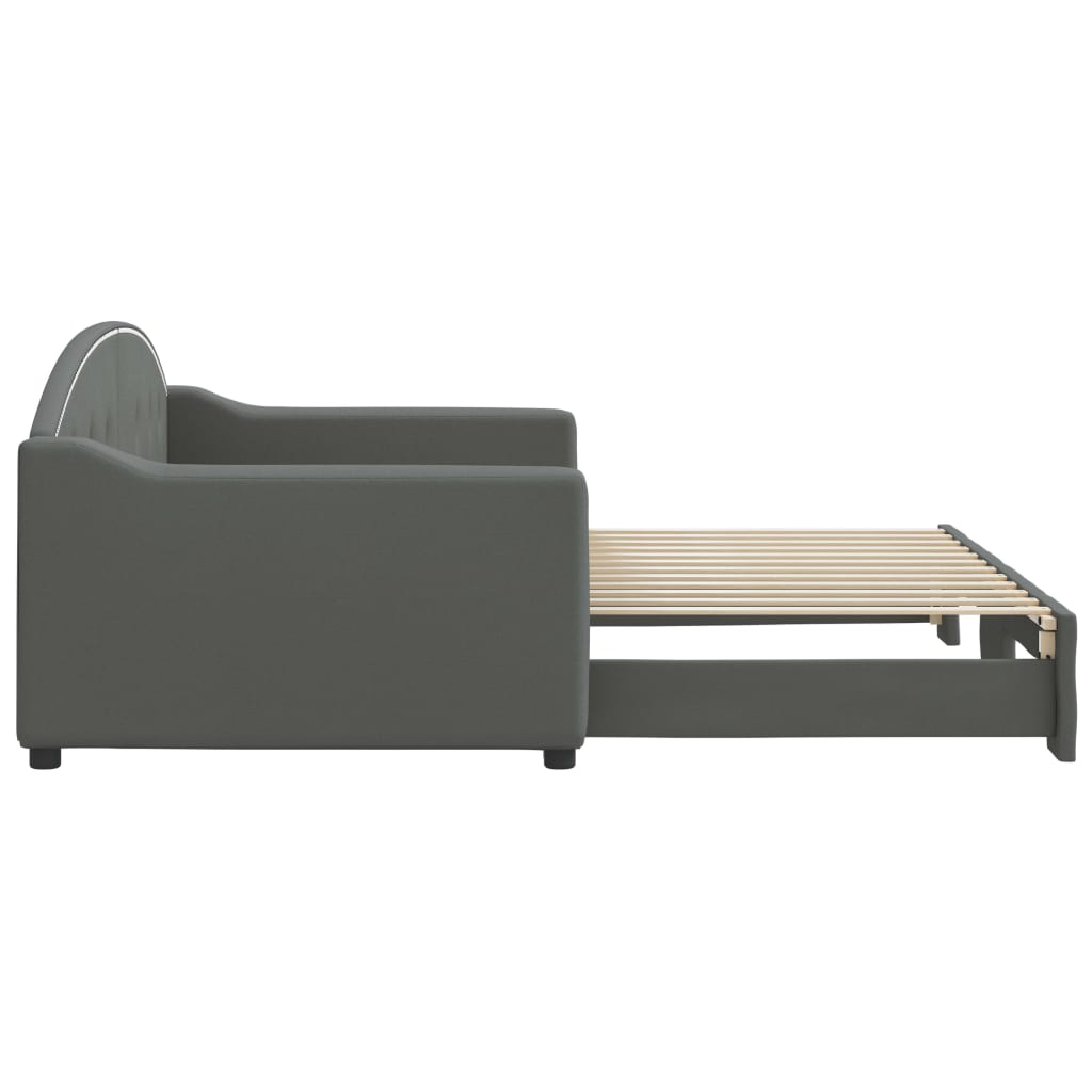 Slaapbank Stof 90 x 200 cm Donkergrijs met onderschuifbed