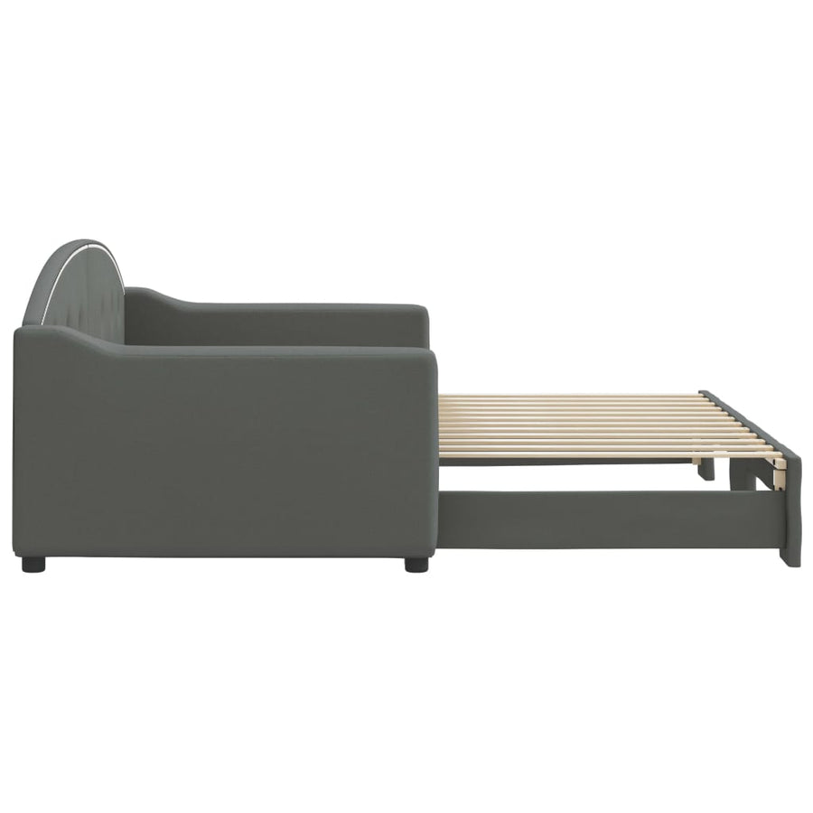 Slaapbank Stof 90 x 200 cm Donkergrijs met onderschuifbed