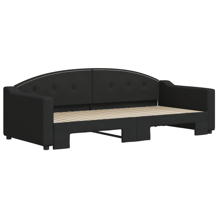 Slaapbank Stof 90 x 200 cm Zwart met onderschuifbed