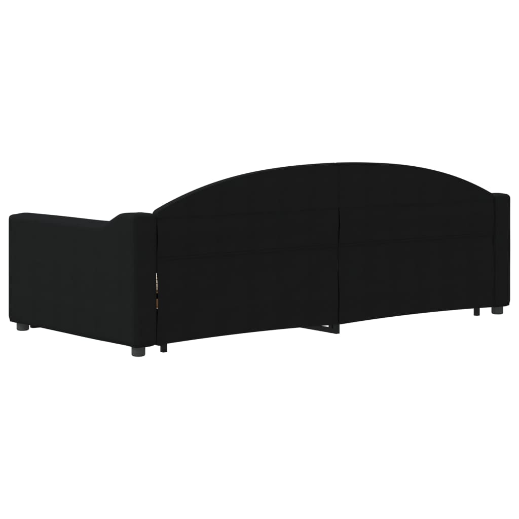 Slaapbank Stof 90 x 200 cm Zwart met onderschuifbed