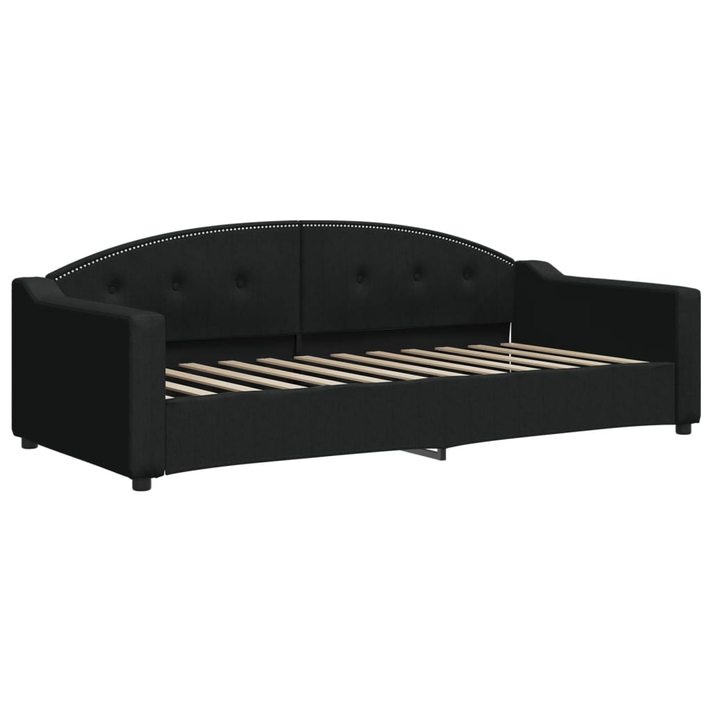 Slaapbank Stof 90 x 200 cm Zwart met onderschuifbed