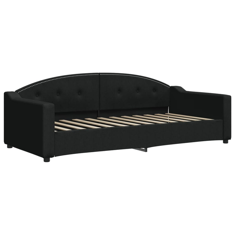 Slaapbank Stof 90 x 200 cm Zwart met onderschuifbed