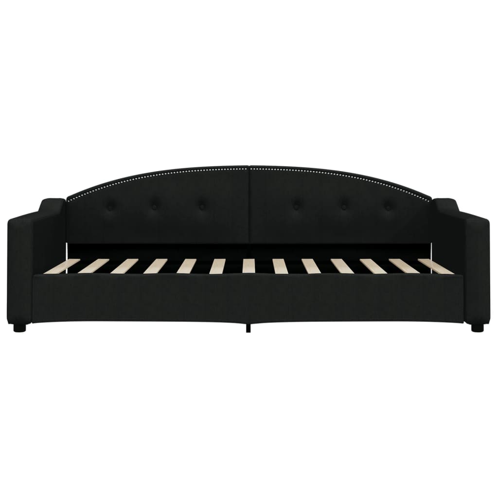 Slaapbank Stof 90 x 200 cm Zwart met onderschuifbed