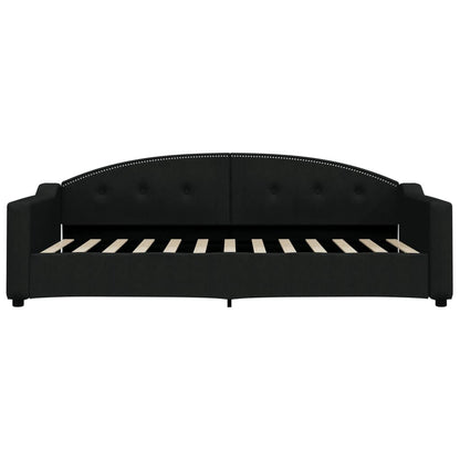 Slaapbank Stof 90 x 200 cm Zwart met onderschuifbed