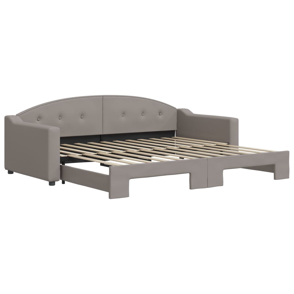 Slaapbank Met Onderschuifbed 90X200 Cm Stof Taupe Taupe 90 x 200 cm