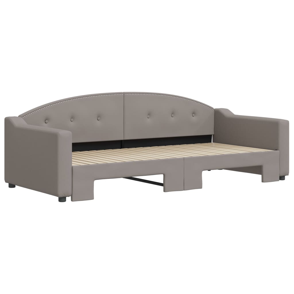 Slaapbank Met Onderschuifbed 90X200 Cm Stof Taupe Taupe 90 x 200 cm