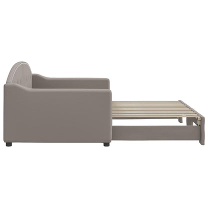 Slaapbank Met Onderschuifbed 90X200 Cm Stof Taupe Taupe 90 x 200 cm