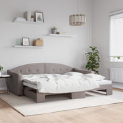 Slaapbank met onderschuifbed 90x200 cm taupe