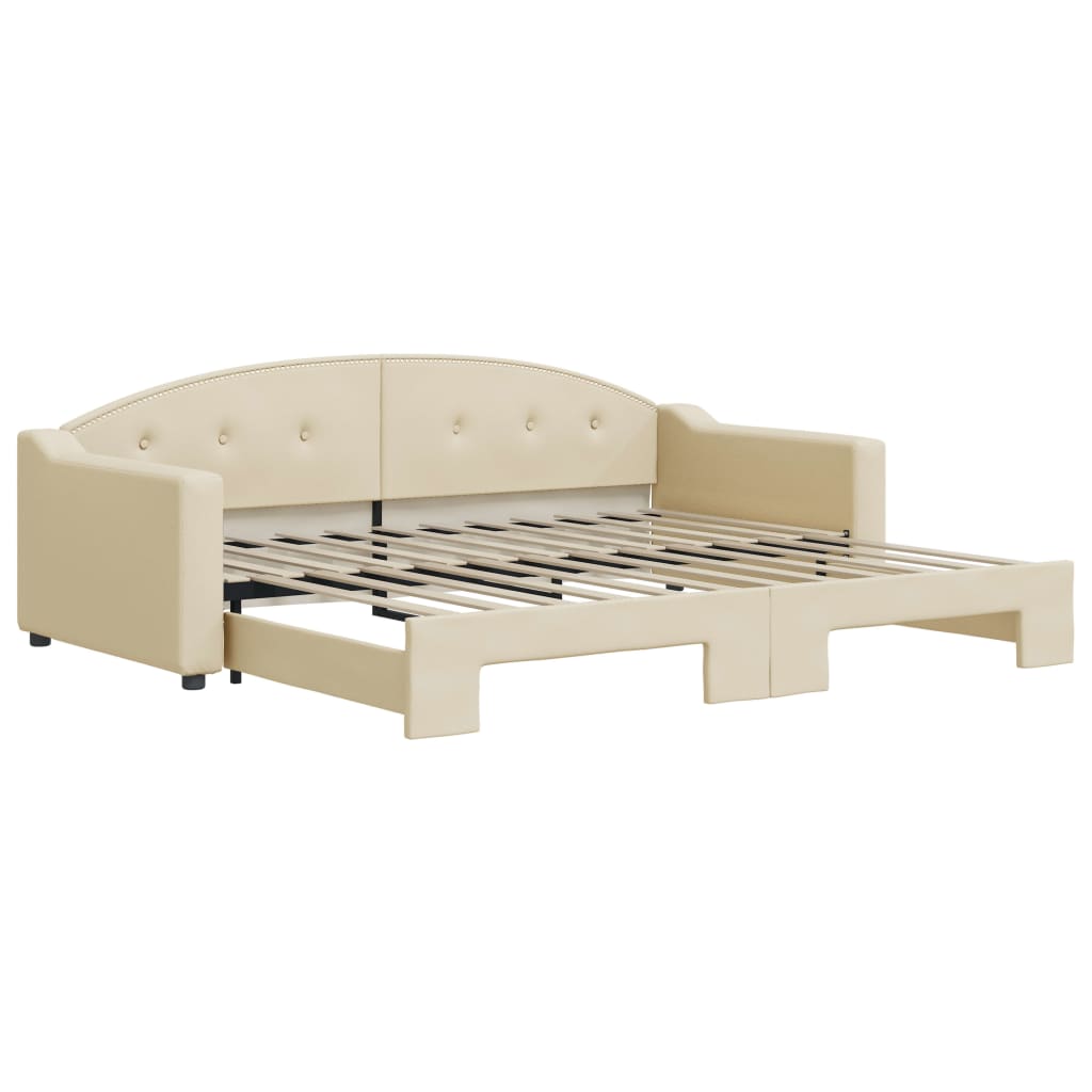 Slaapbank Stof Kleurig 90 x 200 cm Crème met onderschuifbed