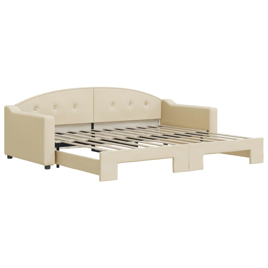 Slaapbank Stof Kleurig 90 x 200 cm Crème met onderschuifbed