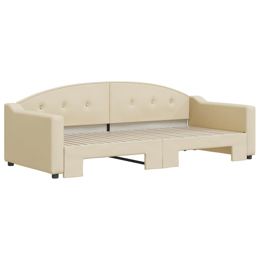 Slaapbank Stof Kleurig 90 x 200 cm Crème met onderschuifbed