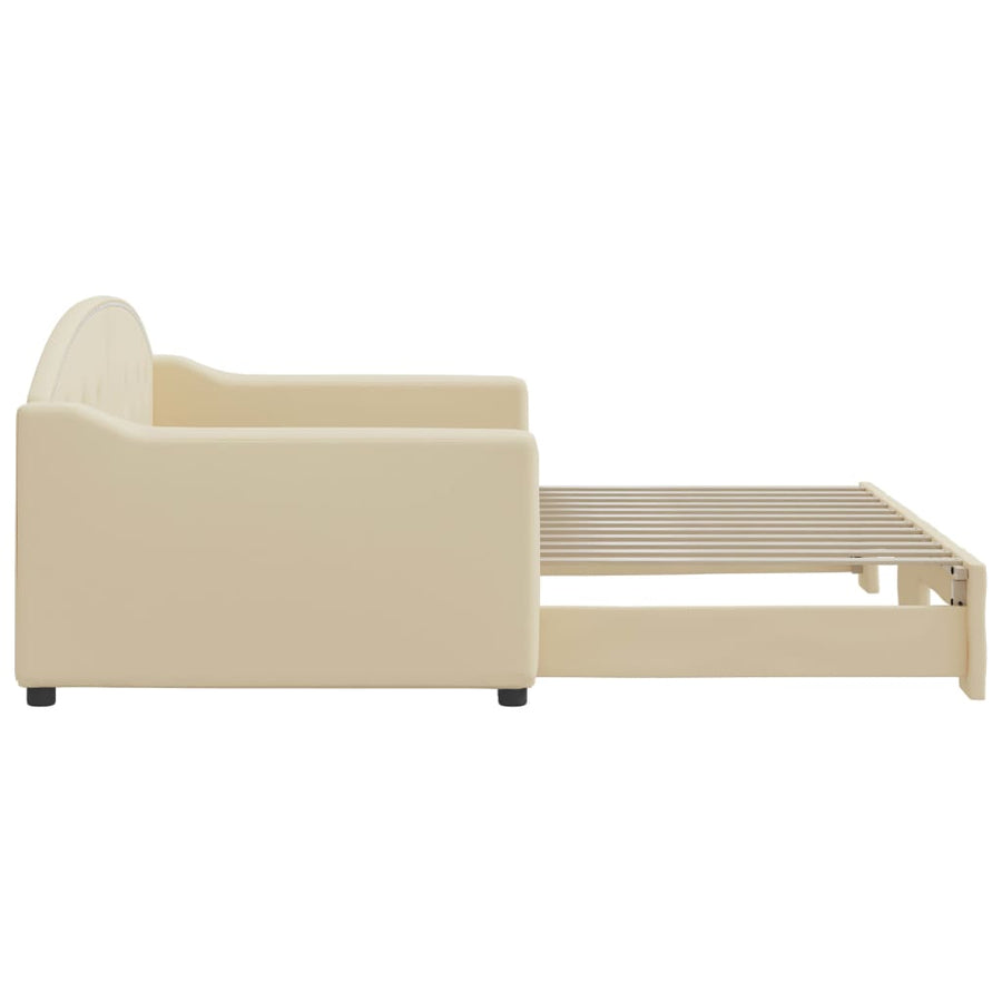 Slaapbank Stof Kleurig 90 x 200 cm Crème met onderschuifbed