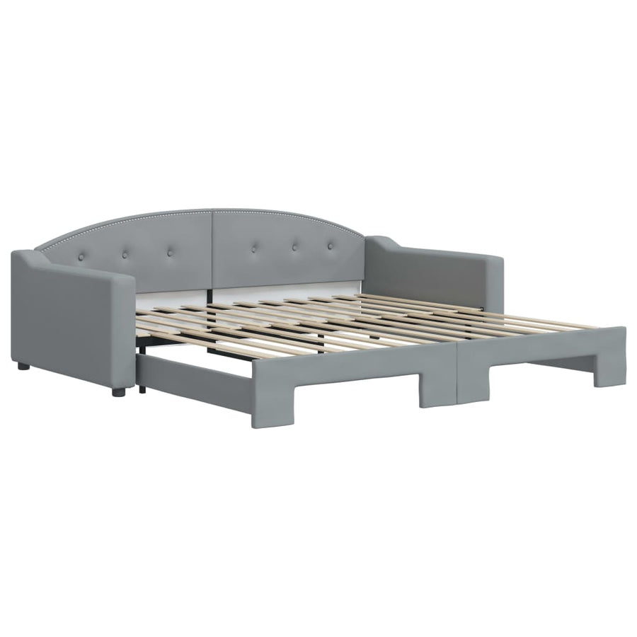 Slaapbank Stof 100 x 200 cm Lichtgrijs met onderschuifbed