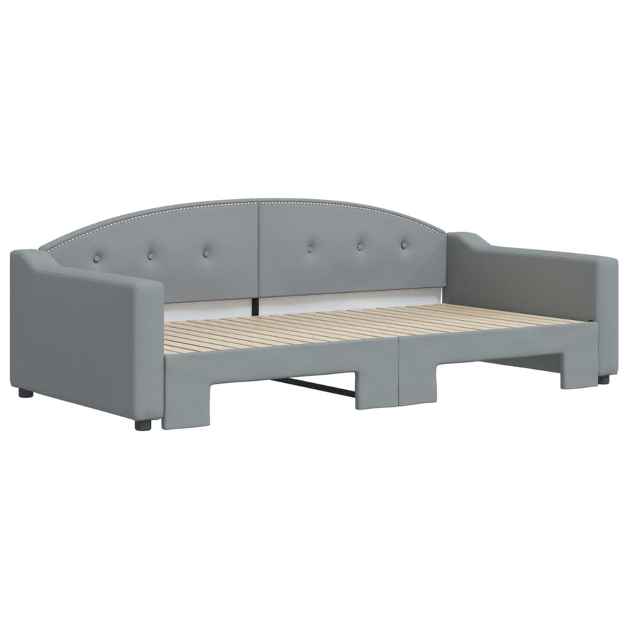 Slaapbank Stof 100 x 200 cm Lichtgrijs met onderschuifbed