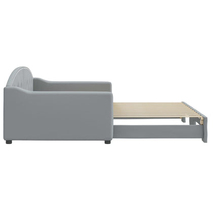 Slaapbank Stof 100 x 200 cm Lichtgrijs met onderschuifbed