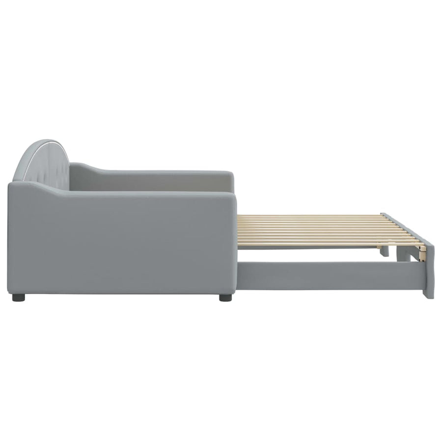 Slaapbank Stof 100 x 200 cm Lichtgrijs met onderschuifbed