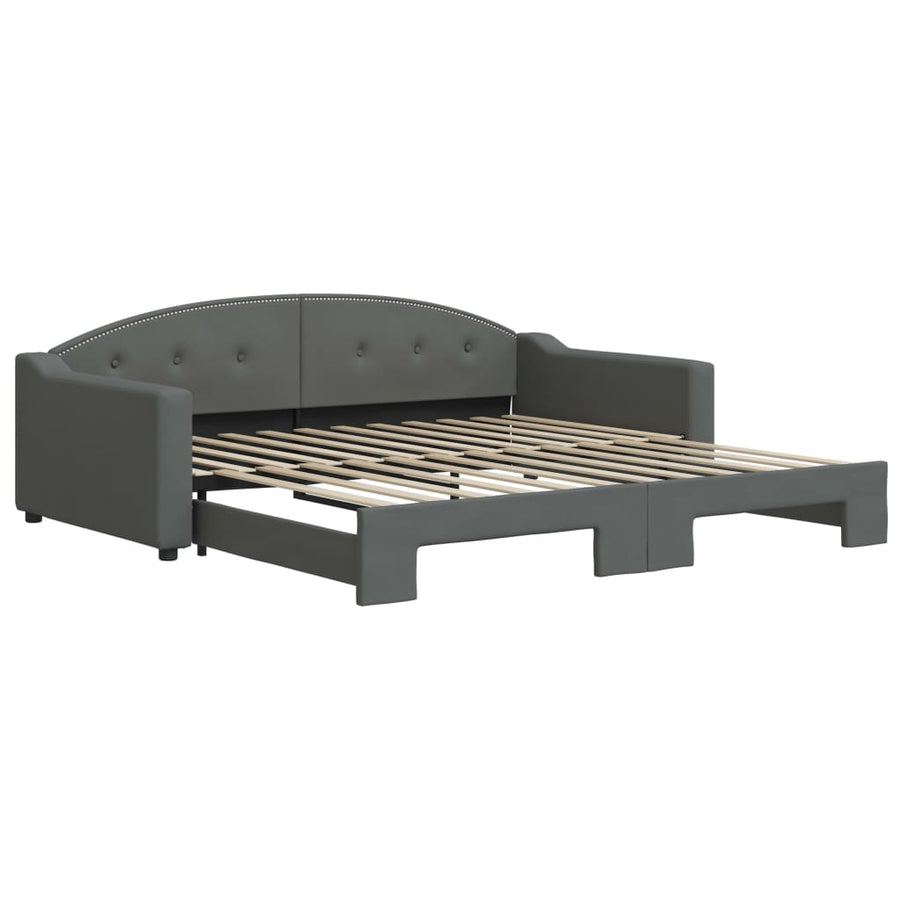 Slaapbank met onderschuifbed 100x200 cm stof donkergrijs 100 x 200 cm Donkergrijs met onderschuifbed
