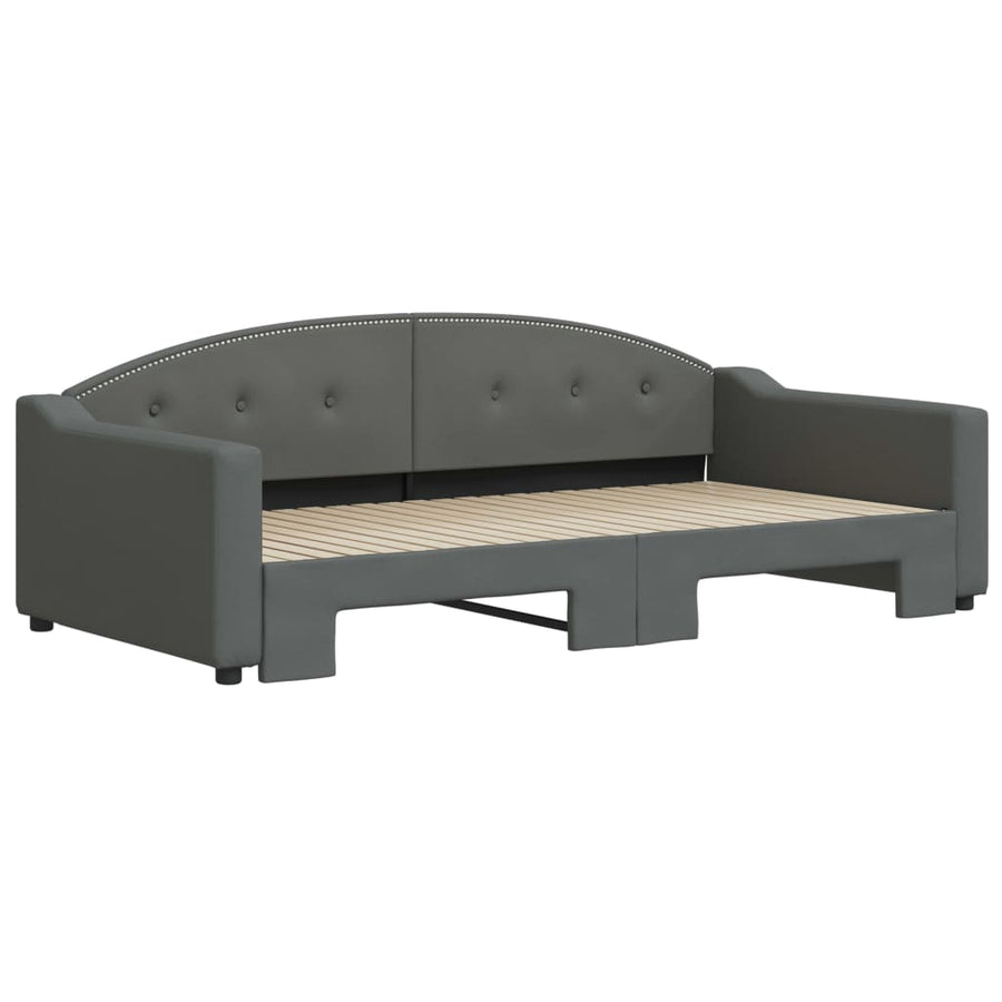 Slaapbank met onderschuifbed 100x200 cm stof donkergrijs 100 x 200 cm Donkergrijs met onderschuifbed