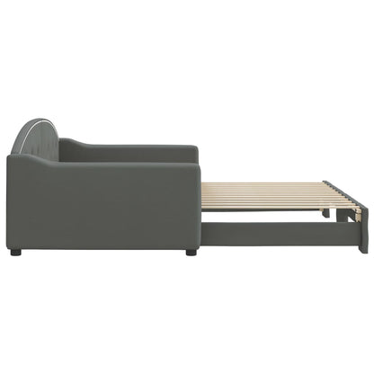 Slaapbank met onderschuifbed 100x200 cm stof donkergrijs 100 x 200 cm Donkergrijs met onderschuifbed