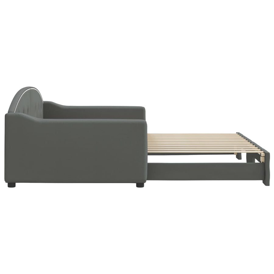 Slaapbank met onderschuifbed 100x200 cm stof donkergrijs 100 x 200 cm Donkergrijs met onderschuifbed