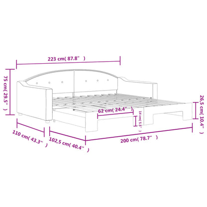 Slaapbank met onderschuifbed 100x200 cm stof donkergrijs 100 x 200 cm Donkergrijs met onderschuifbed