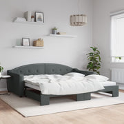 Slaapbank onderschuifbed 100x200 cm stof donkergrijs