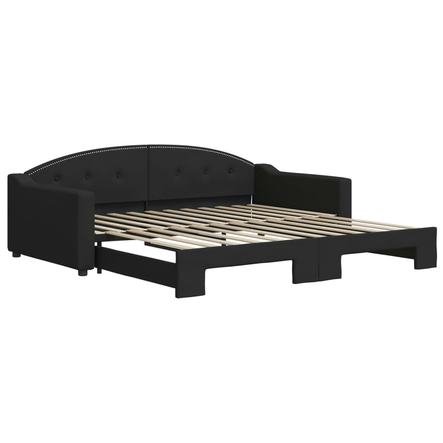 Slaapbank Stof 100 x 200 cm Zwart met onderschuifbed