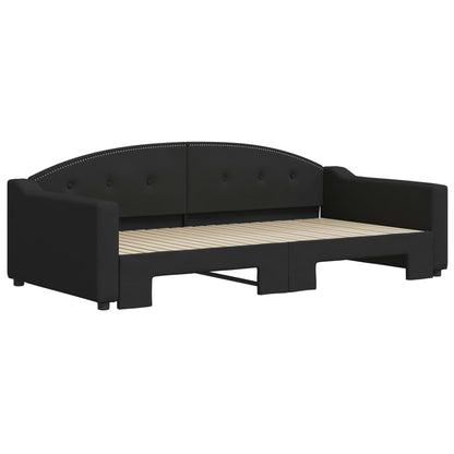 Slaapbank Stof 100 x 200 cm Zwart met onderschuifbed