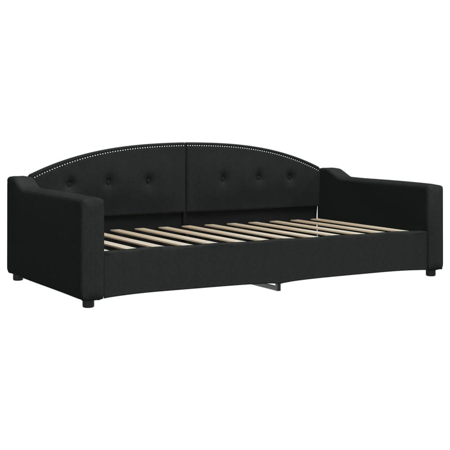Slaapbank Stof 100 x 200 cm Zwart met onderschuifbed