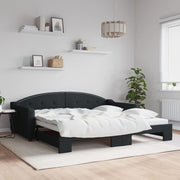 Slaapbank onderschuifbed 100x200 cm stof zwart