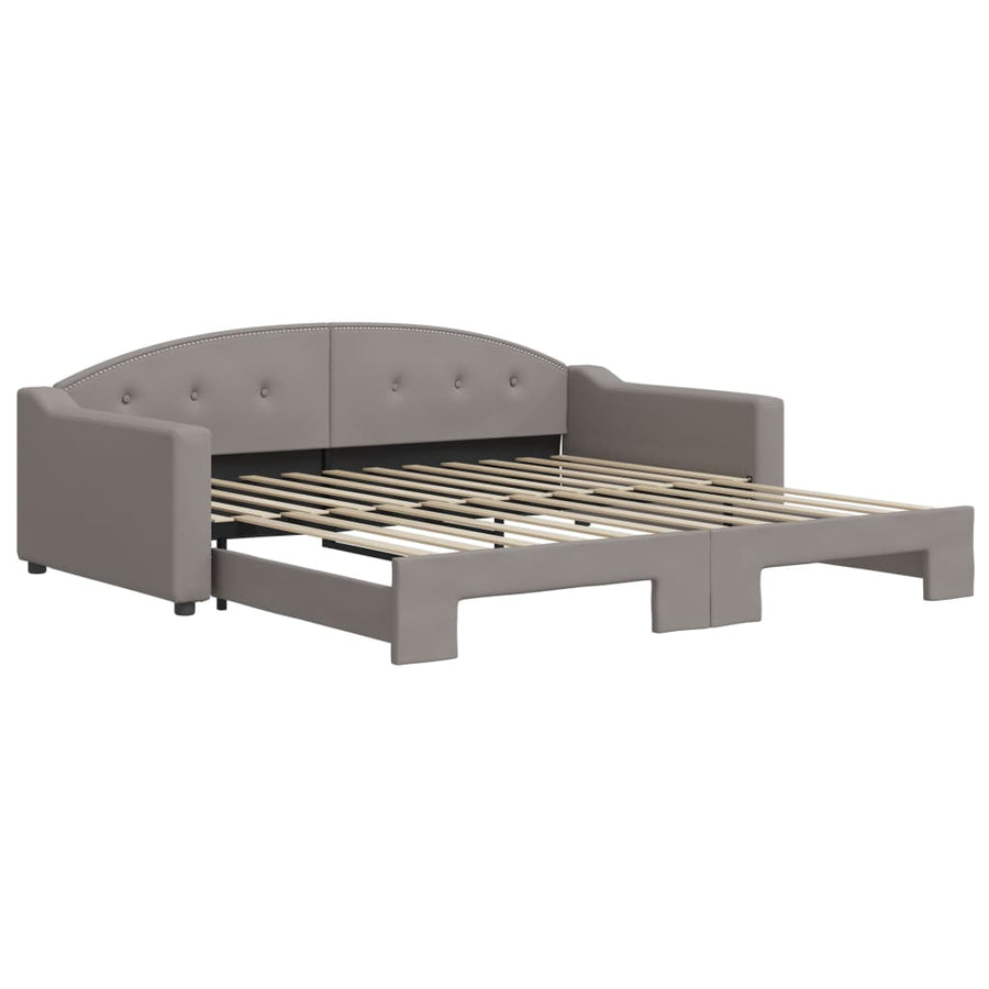 Slaapbank Stof 100 x 200 cm Taupe met onderschuifbed