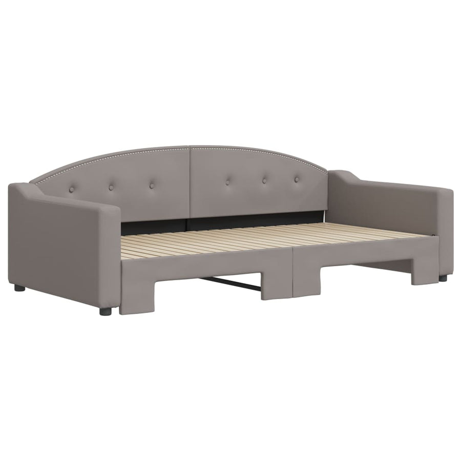 Slaapbank Stof 100 x 200 cm Taupe met onderschuifbed