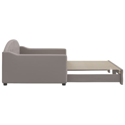 Slaapbank Stof 100 x 200 cm Taupe met onderschuifbed