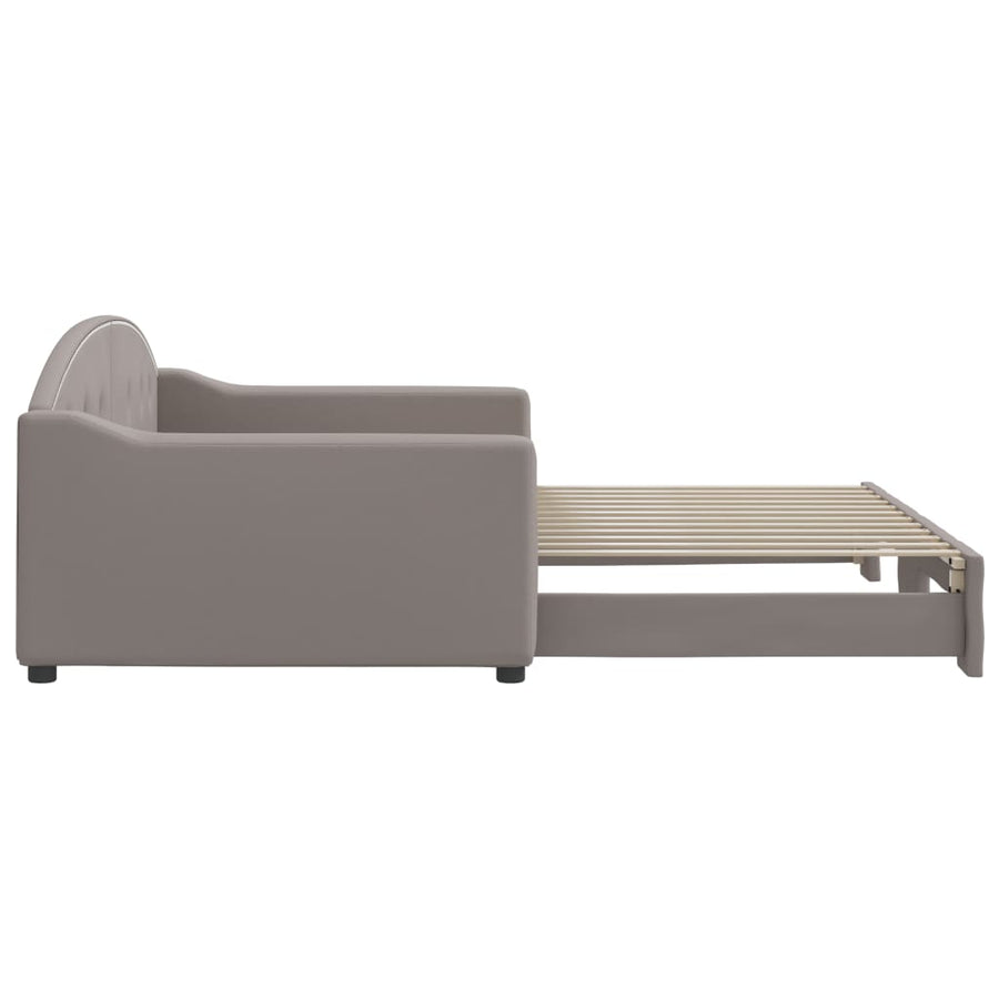 Slaapbank Stof 100 x 200 cm Taupe met onderschuifbed