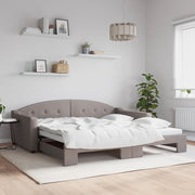 Slaapbank met onderschuifbed 100x200 cm taupe
