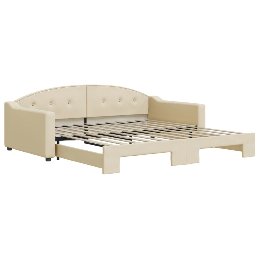 Slaapbank Stof Kleurig 100 x 200 cm Crème met onderschuifbed