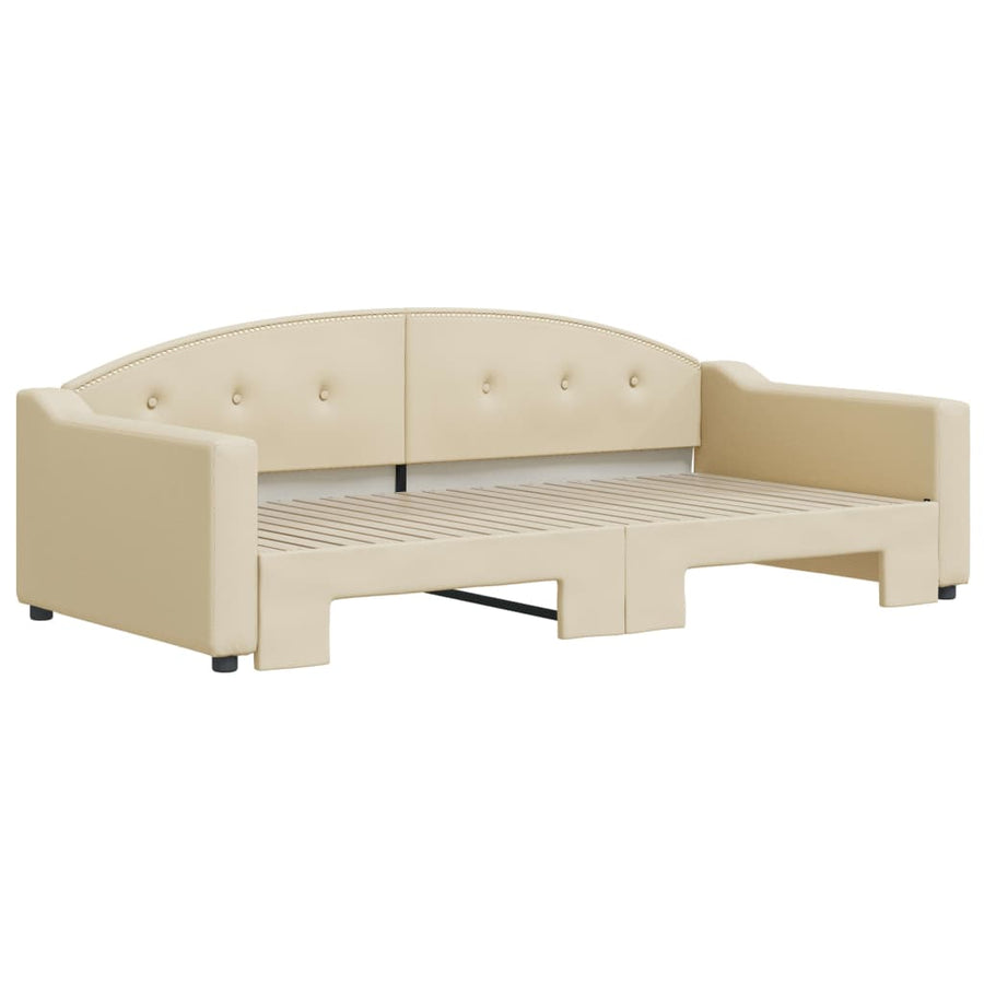 Slaapbank Stof Kleurig 100 x 200 cm Crème met onderschuifbed