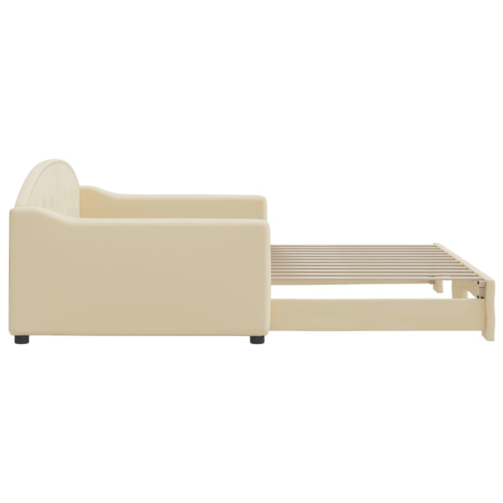 Slaapbank Stof Kleurig 100 x 200 cm Crème met onderschuifbed
