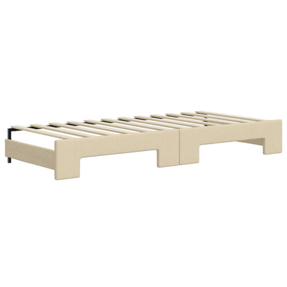 Slaapbank Stof Kleurig 100 x 200 cm Crème met onderschuifbed