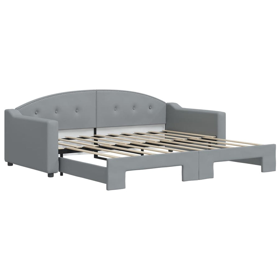 Slaapbank Stof 90 x 190 cm Lichtgrijs met onderschuifbed
